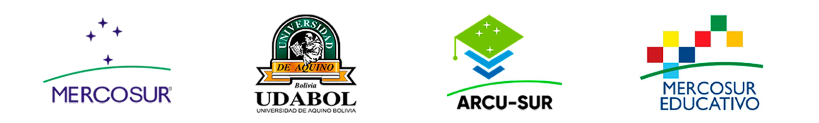 Logos de acreditación UDABOL: MERCOSUR, ARCU-SUR y MERCOSUR Educativo